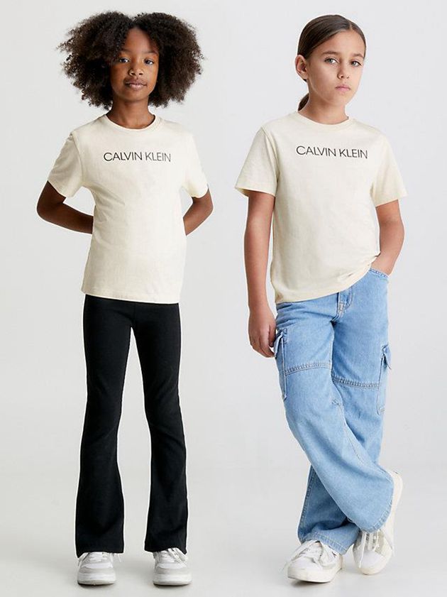 Calvin Klein USA Organic Cotton Logo Boys T-Shirt Beige 3174092-IW